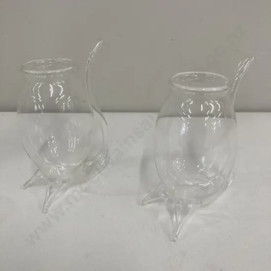 Pair of Hand Blown Glass Port Sippers, H8cm