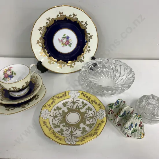 Selection Of China Items With Ashtray &  Glass Flower Frog