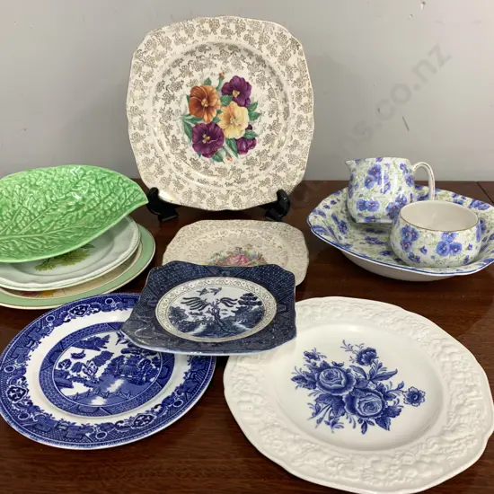 Selection of China Plates, Creamer, Bowls, Leaf Dish Etc, Lord Nelson Ware, Tunstall Etc