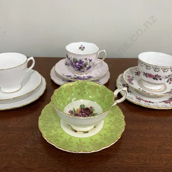 Selection Of Trios & Duo Including Royal Malvern, Colclough Etc