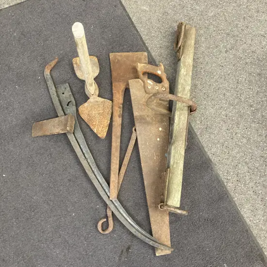 Vintage Items, Cannock Andyo Garden Tool, Scythe Blade, Axe Head Etc