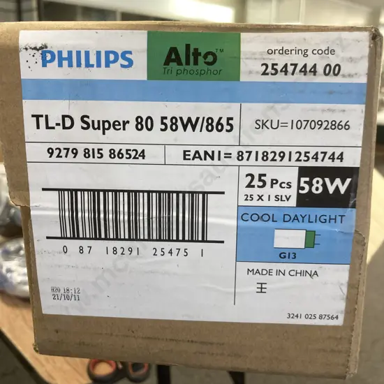 Box of Phillips Alto TL-D Super 80 58W/865, (Dumped NCV)