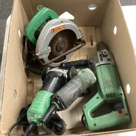 Box of Assorted Hitachi Power Tools