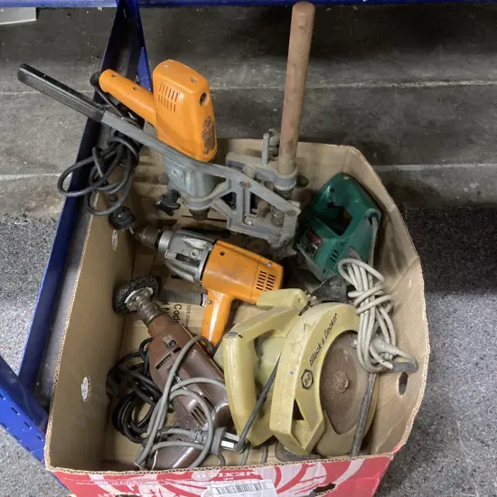 Box of Assorted Power Tools