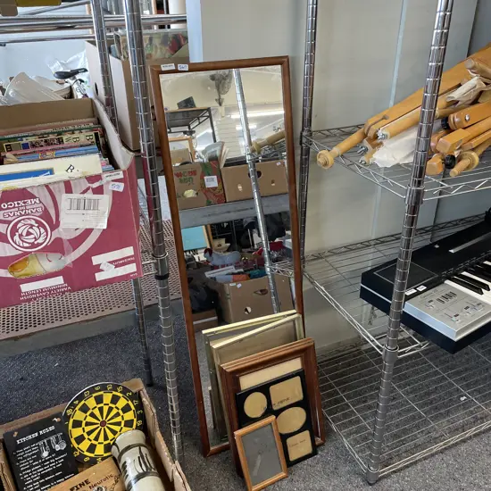 Wooden Framed Rectangular Dress Mirror & Assorted Frames