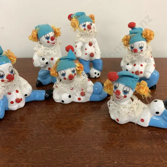 Lot of 6 Vintage Kitsch Ornamental Clowns