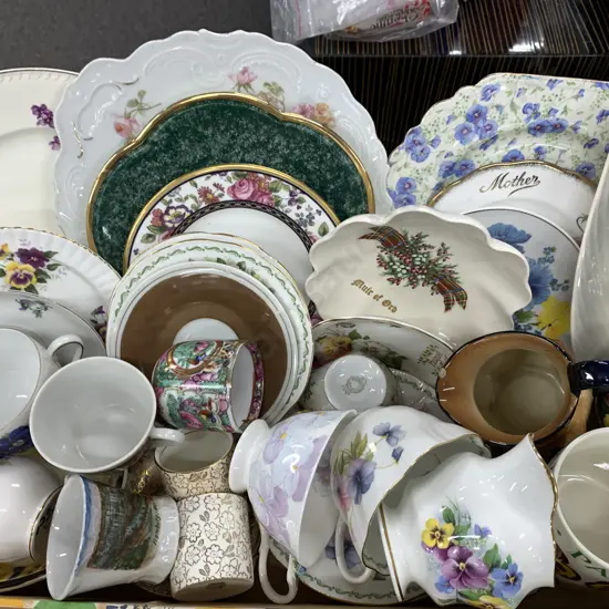 Box Lot Assorted China Items (Some As Found)