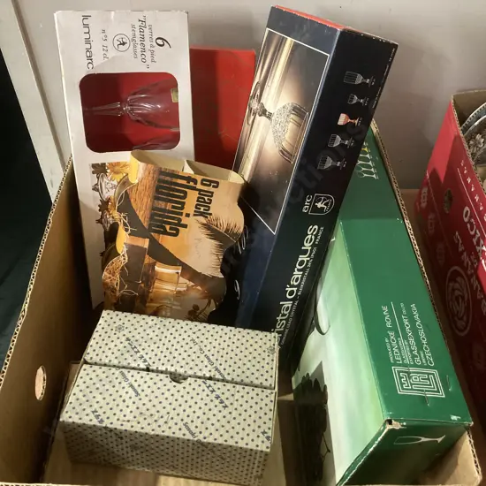 Box lot Assorted Glass Sets In Boxes