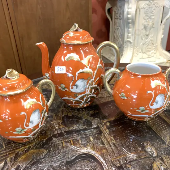 Japanese China Teapot, Lidded Pot & Sugar Bowl