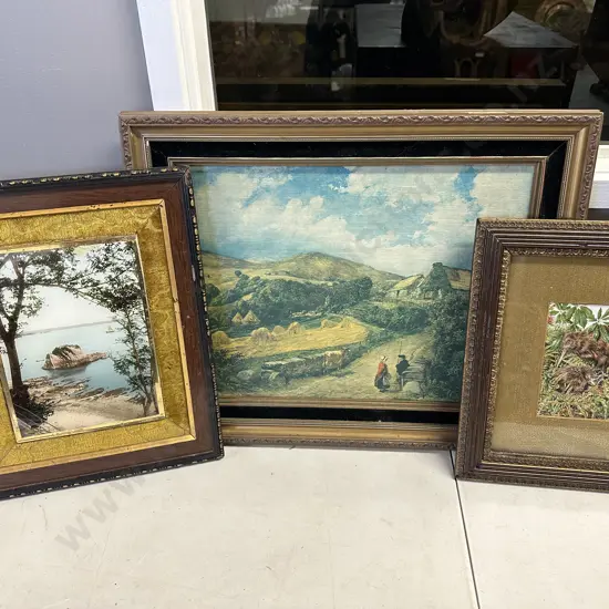 Vintage Framed Artwork x3 Landscape Scene Etc