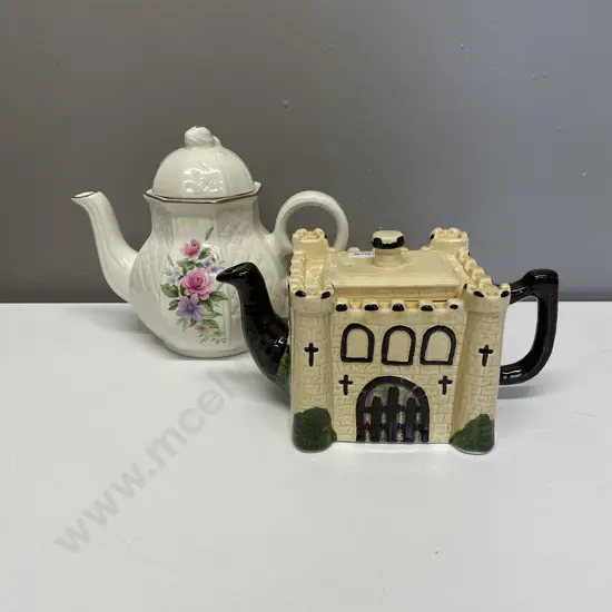Wood Castle Teapot with Arthur Wood Rose Teapot