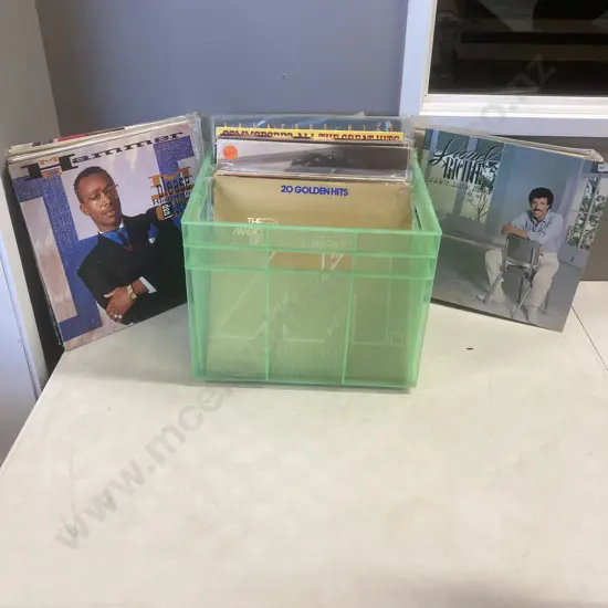 Bin of 50 LPs - Lionel, Earth Wind & Fire, Boney M, Leo Sayer Etc