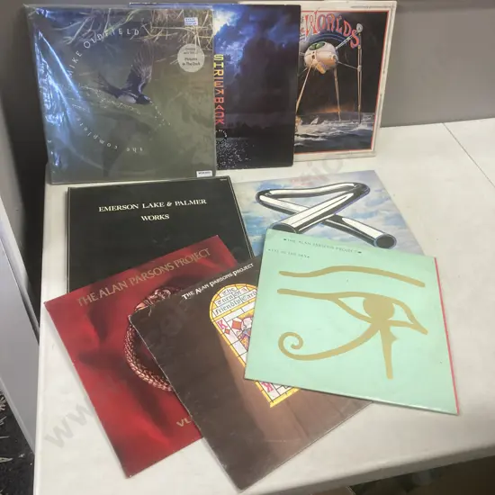 Lot of Eight LPs, Mike Oldfield, Jeff Wayne, Emerson Lake & Palmer, Alan Parsons Project, Strikeback