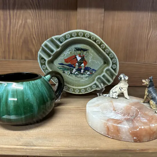Selection of Ashtrays Includes Wade & Blue Mountain Creamer