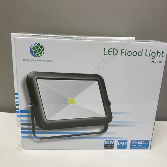 Pair of New LED Flood Lights - #FL04-50, 50W IP66, 50,000Hrs