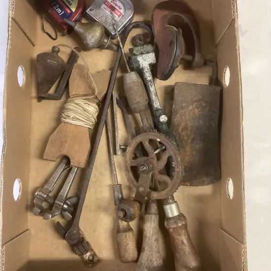 Box lot Vintage & Antique Tools