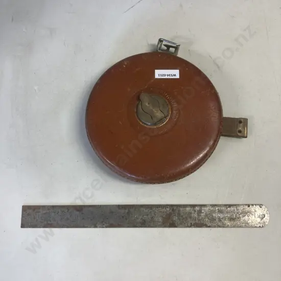 Vintage 1939 J Rabone No 42 Steel Rule & Rabone Chesterman 100Ft Leather Cased Tape