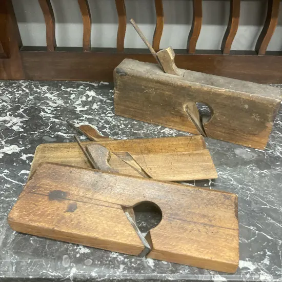 Lot of 3 Assorted Wooden Rabbet Planes