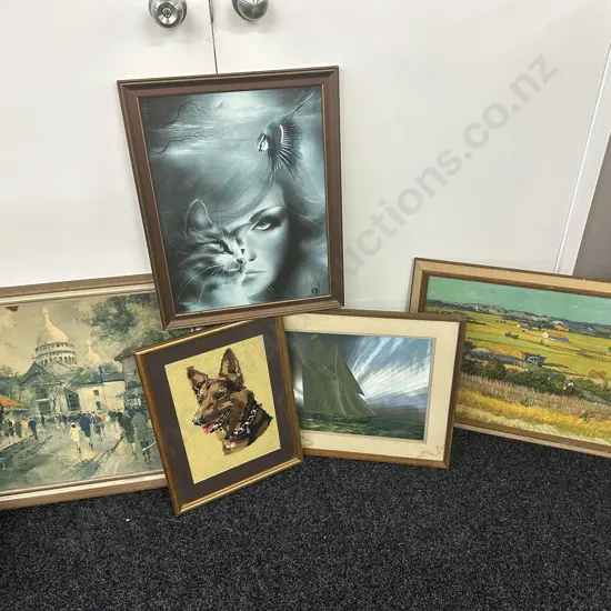 Selection Of Framed Vintage Artworks x5