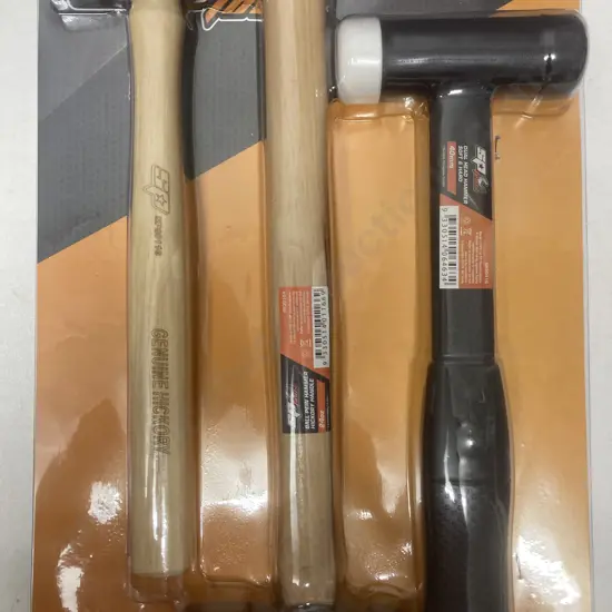 SP Tools 3Pce Tool Set, 16oz & 24oz Hickory Handle Ball Pein Hammers, 40mm Dual head Hammer Soft & Hard In Blister Pack
