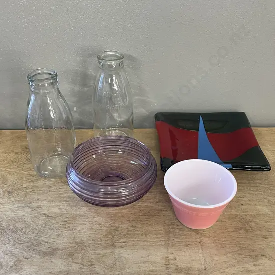 Assorted Glass items incl Cream Bottles