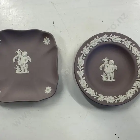 Wedgwood Jasperware Lilac Plate & Dish Cherub Pattern