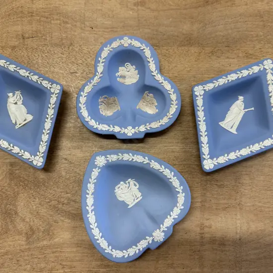 Vintage Wedgwood Blue Jasperware Pin Dishes x4