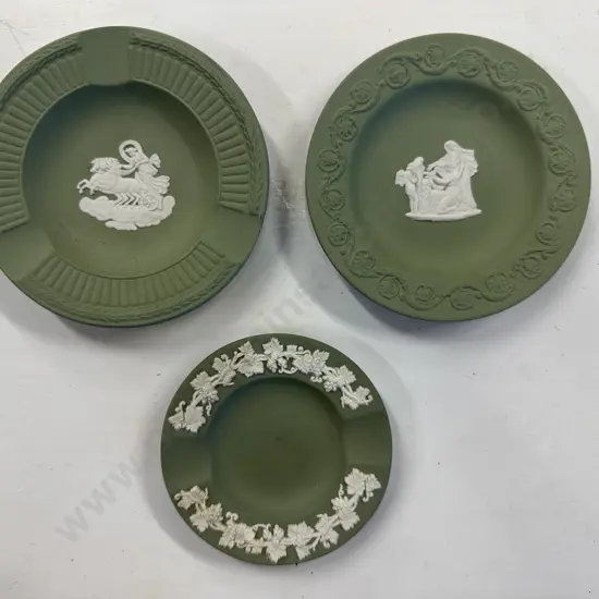 Vintage Wedgwood Jasperware Green Pin Dish / Ashtray