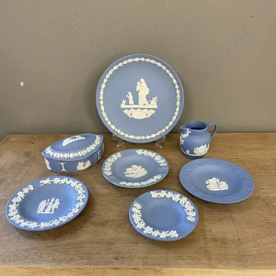 Assorted Wedgwood Blue Jasperware items