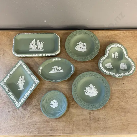 Assorted Wedgwood Green Jasperware items