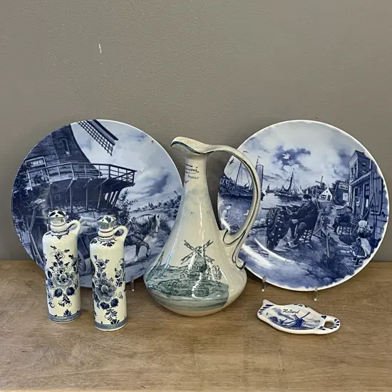 Assorted Blue and White Delfts Items etc