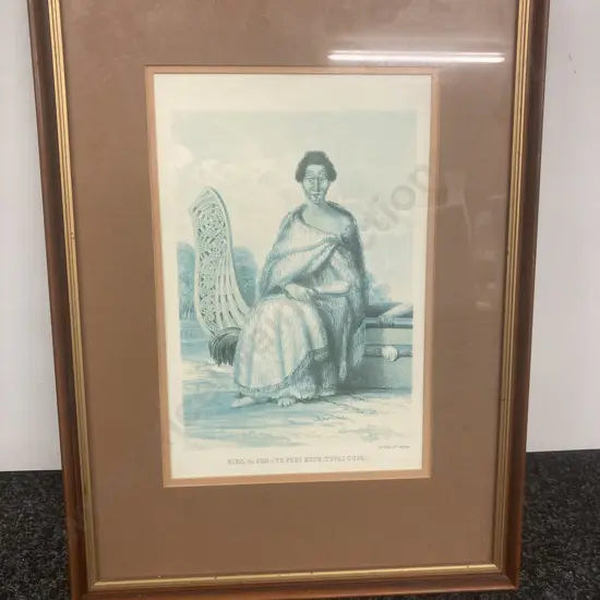 Framed Glazed Print Wakefields Adventures In NZ, Hiko, the Son of Te Pehi Kupe Drawn By Chas Heaphy Esq, 46 x 34cm