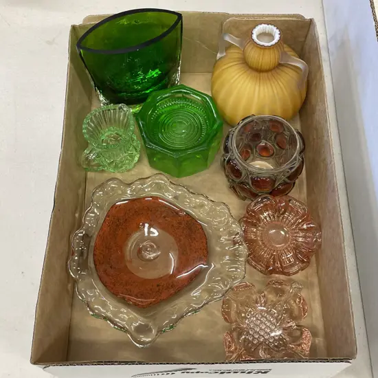 Box of Assorted Vintage Glass items