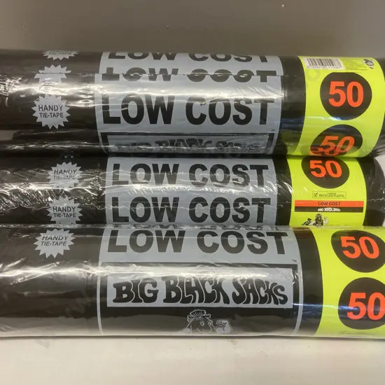 Big Black Sacks Rubbish Sacks, 4 x 50 Bag Rolls