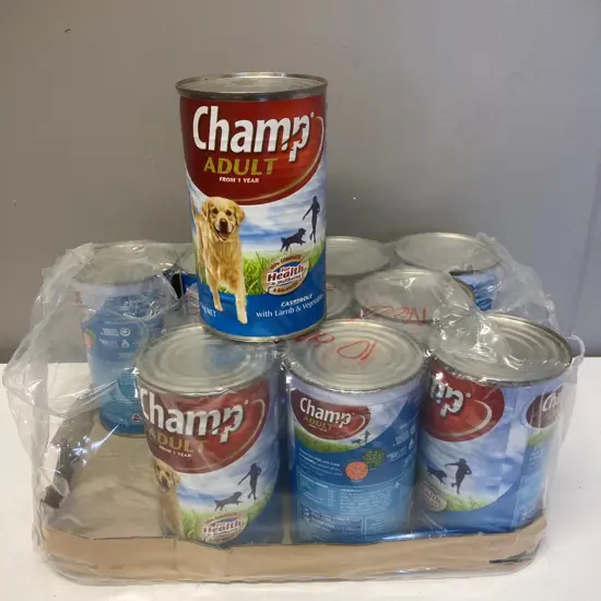 Lot of 10 x 1.15Kg Tins of Champ Adult Dog Food