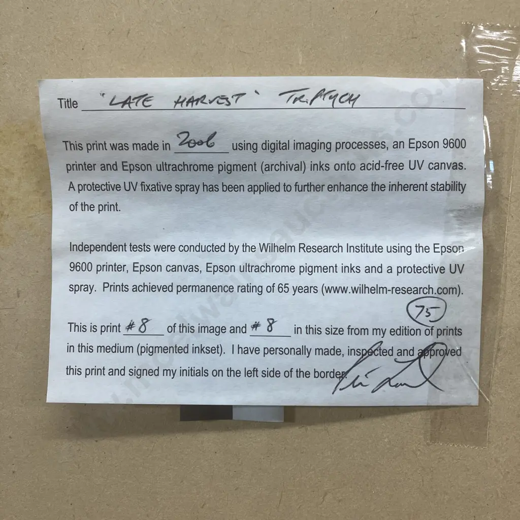 Peter Latham 'Late Harvest' 2006 Triptych, Signed & Numbered 8/75 Limited Edition. 45 x 171cm Image 1++