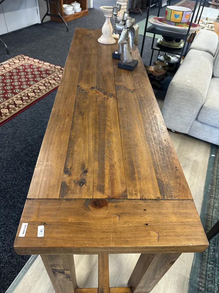 Industrial Console Table, Two Drawers, Wooden With Metal Industrial Handles. H76 W160 D45cm Image 1++