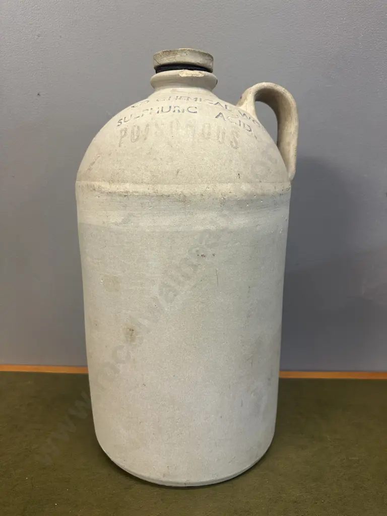 Vintage Stoneware Jug Westfield Chemical Works Sulphuric Acid H46cm. Image 1++