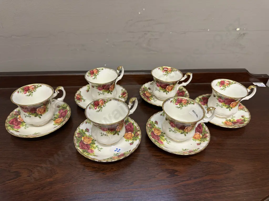 Royal Albert Old Country Roses: Set of 6 Coffee Demitasse Duos - Made In England Image 1++
