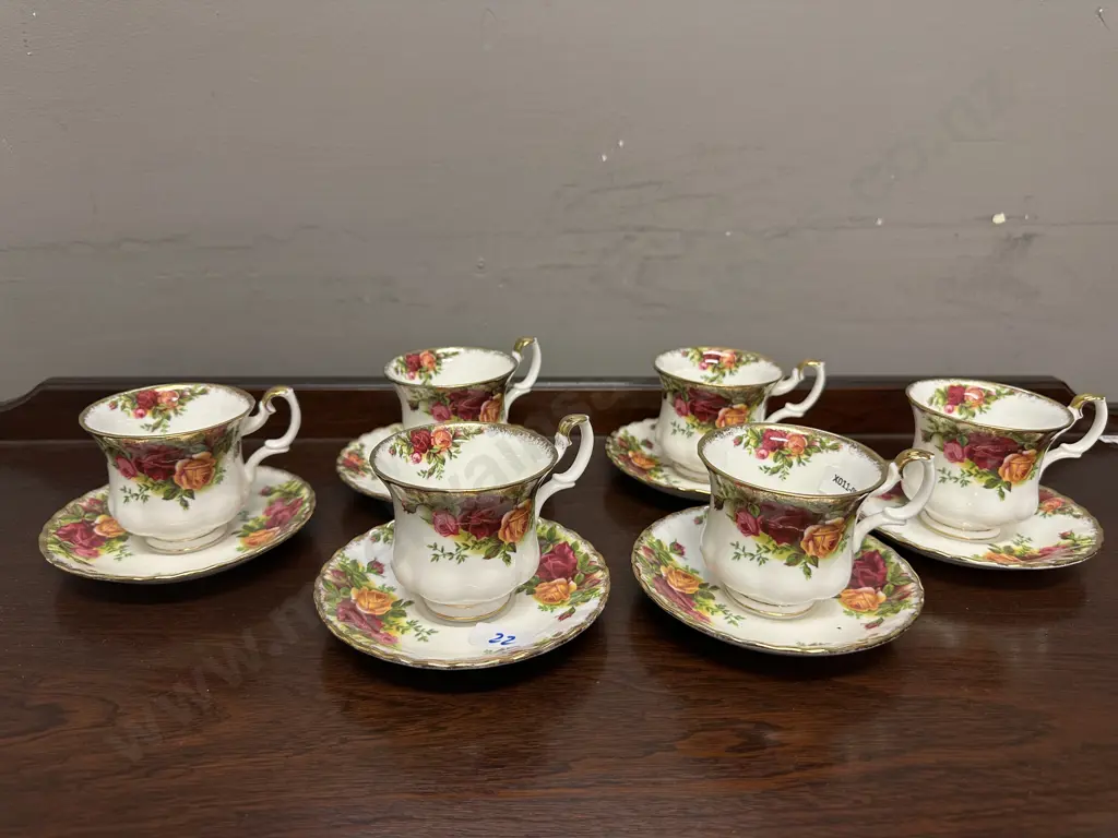 Royal Albert Old Country Roses: Set of 6 Coffee Demitasse Duos - Made In England Image 1++