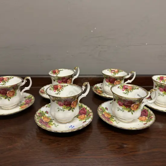 Royal Albert Old Country Roses: Set of 6 Coffee Demitasse Duos - Made In England