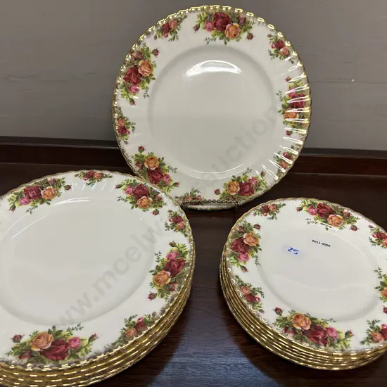 Royal Albert Old Country Roses: Set of 6 Dinner Plates and 6 Luncheon Plates - Made In England