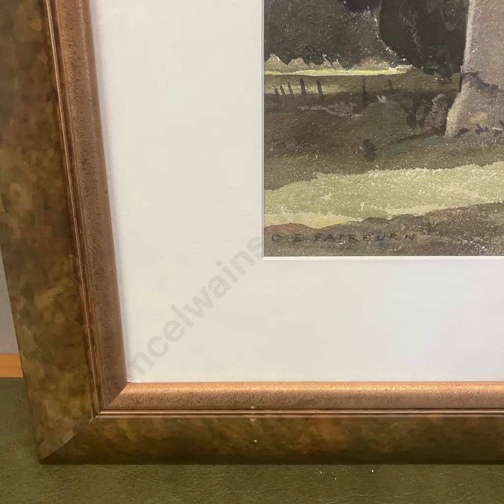 GE Fairburn 'Ruined Castle' Original Water Colour, Framed 51 x 59.5cm Image 1++
