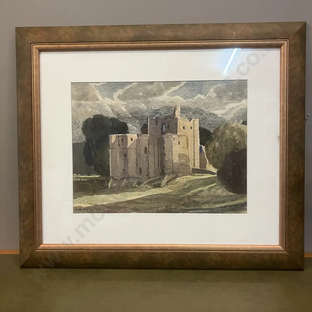 GE Fairburn 'Ruined Castle' Original Water Colour, Framed 51 x 59.5cm Image 1++