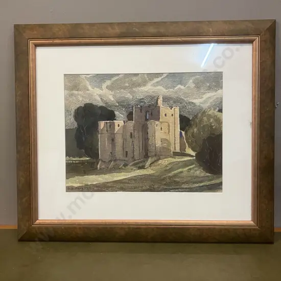 GE Fairburn 'Ruined Castle' Original Water Colour, Framed 51 x 59.5cm