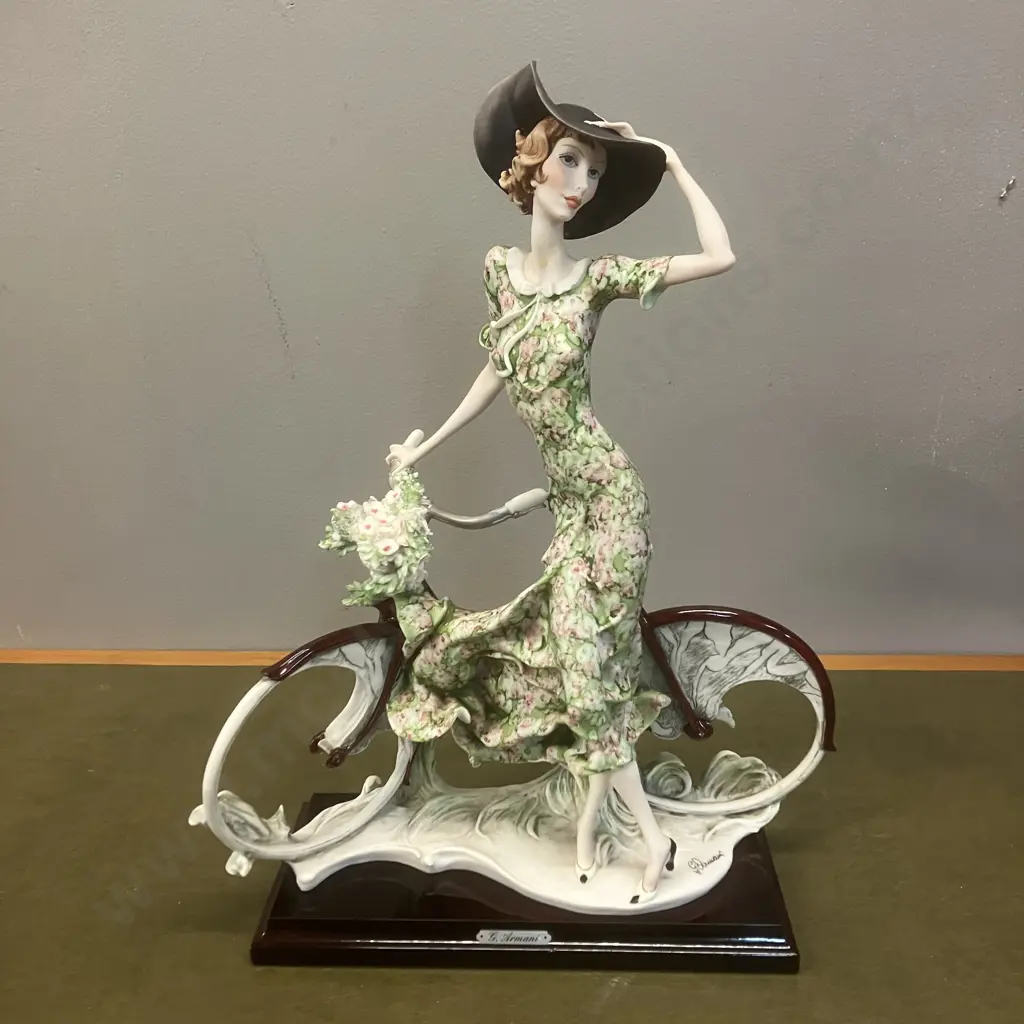 G. Armani Figurine Girl With Bicycle - Spring. H38cm (Repaired) Image 1++