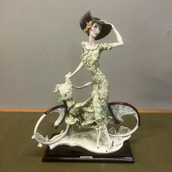 G. Armani Figurine Girl With Bicycle - Spring. H38cm (Repaired)