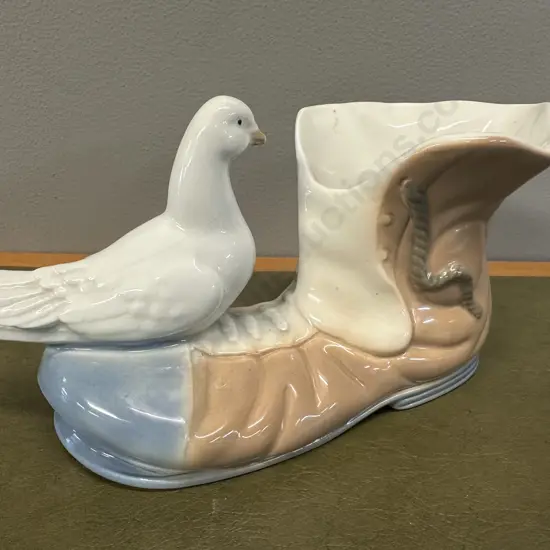 Vintage M.Regena Valancia Porcelain Renaissance Boot With White Dove