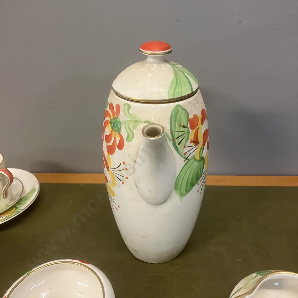Susie Cooper Gray's Pottery Coffee Set - Floral Pattern 9122 c1930 (Complete) Image 1++
