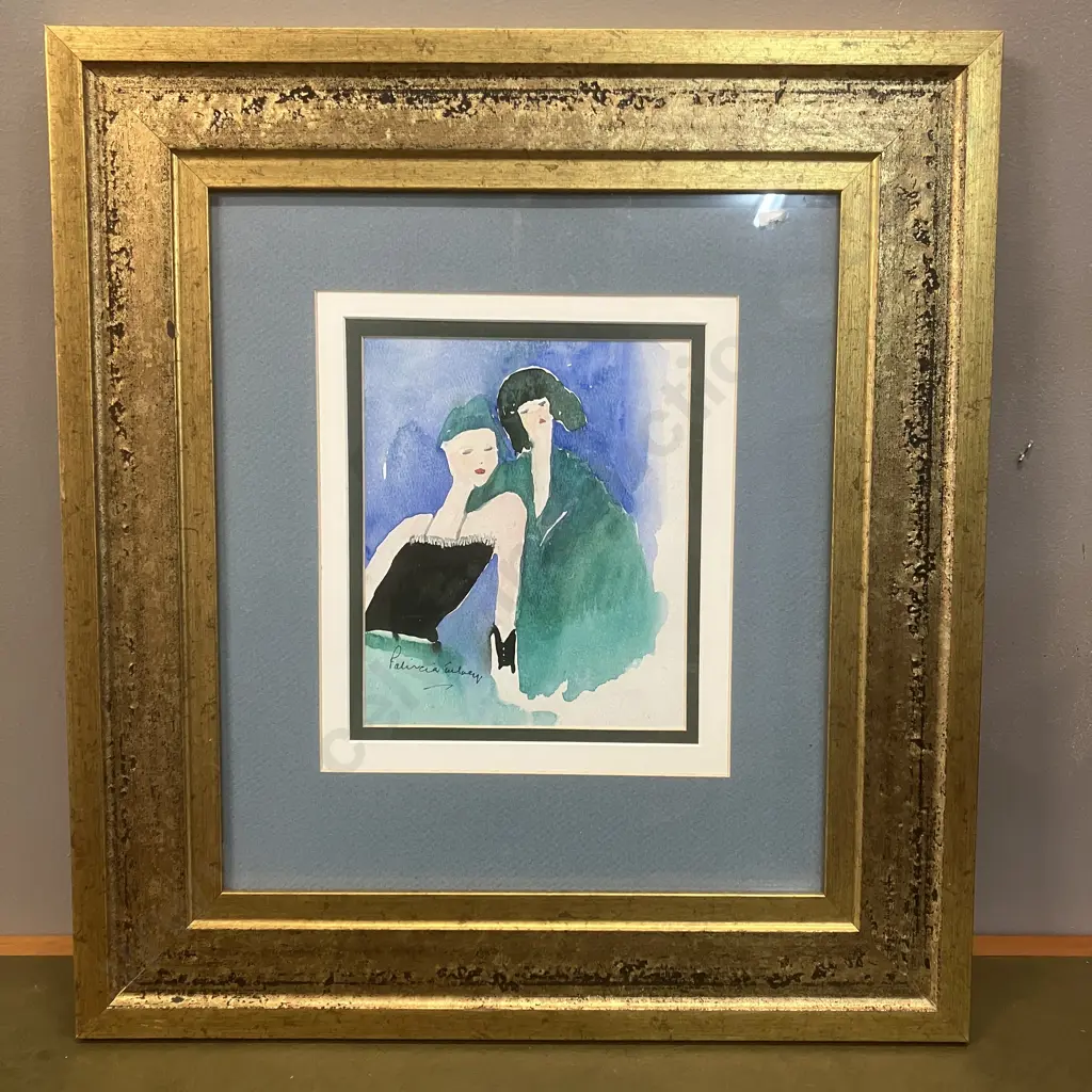 ' Two Ladies' Original Water Colour Signed By The Artist, Framed 53.5 x 48.5cm Image 1++